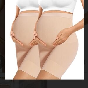 Maternity Dress Shapewear High Waisted Mid Thigh Support 2 Pack XXL Nude